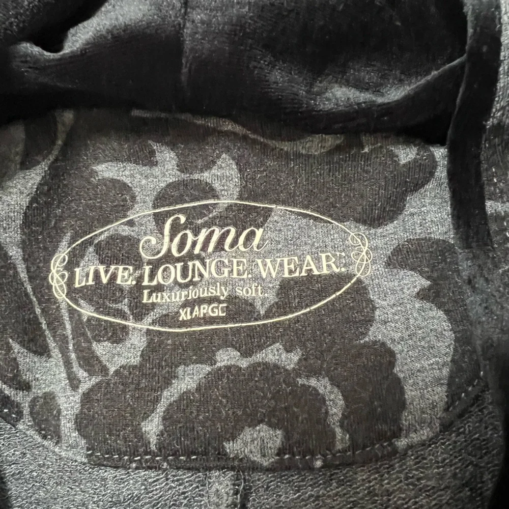 Soma Live Lounge Wear Soft Velour Lined Hooded Poncho cover up‎ size XL black